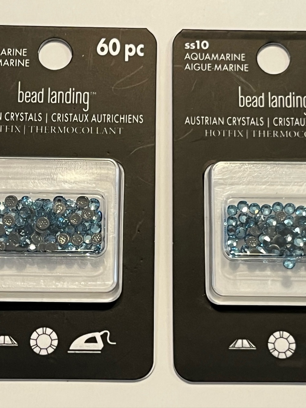 bead landing Aquamarine Austrian Crystal Hotfix Rhinestones - Aquamarine